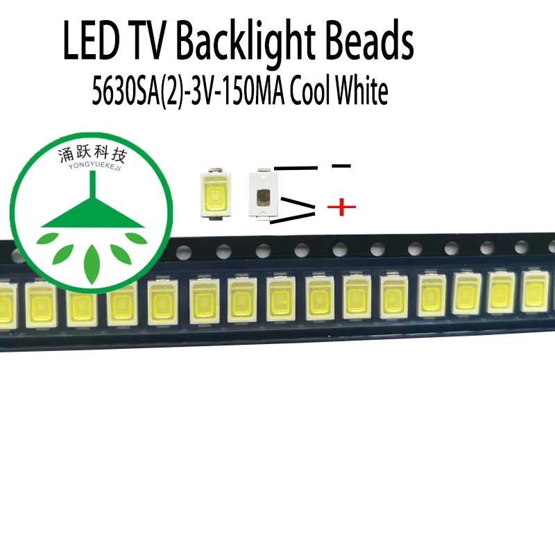 

100pcs/lot new led 5630sa(2) 3v 150ma lamp beads cool white for repair led lcd tv backlight light bar chip hot