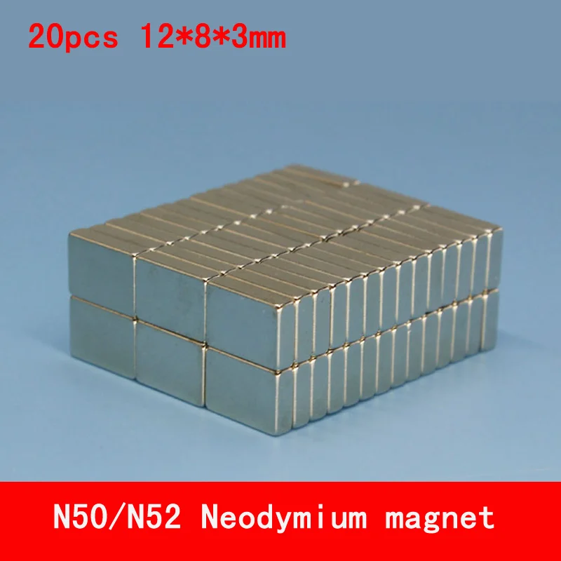 

20PCS/lot 12*8*3mm neodymium magnet strong N50 N52 magnets