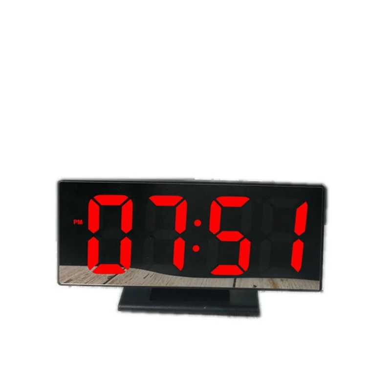 USB кабель цифровой будильник настольные часы короткие светодиодный зеркальные часы Многофункциональный Повтор времени дисплей ночной Светильник lcd Рабочий стол