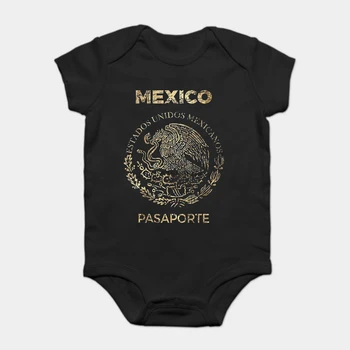 

Baby Onesie Baby Bodysuits kid t shirt Printed Cotton Short-Sleeve Mexico Vintage Passport