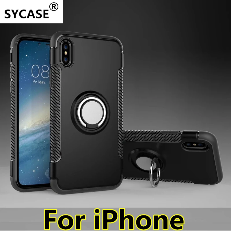 SYCASE для iPhone 5 5S SE 6 S Plus 7 8 X Гибридный Силиконовый PC прочный Броня с металлическим