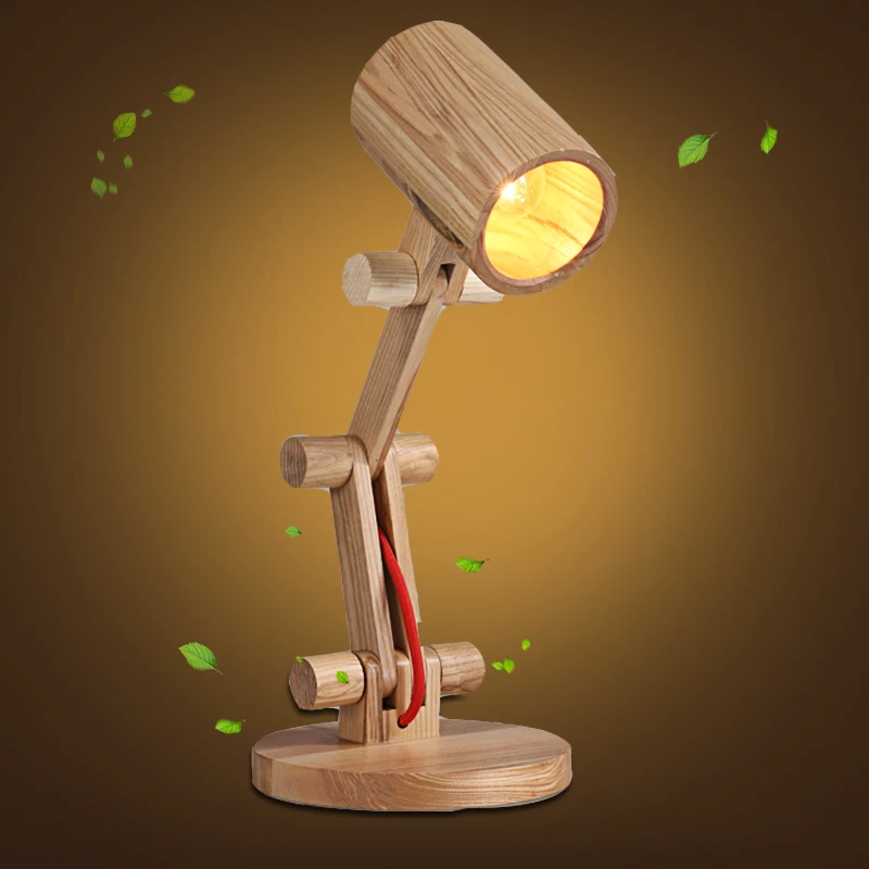 

The Nordic minimalist wooden eye lamp personalized learning retro bedroom studio study reading lamp lighting