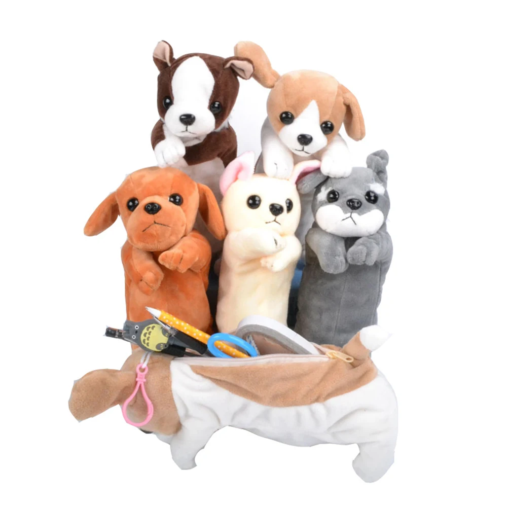 New Cartoon Plush Dog Pencil Case Animal Funny Animal Shaped Pen Bag For Kids Schools Offices Supplies Stationery