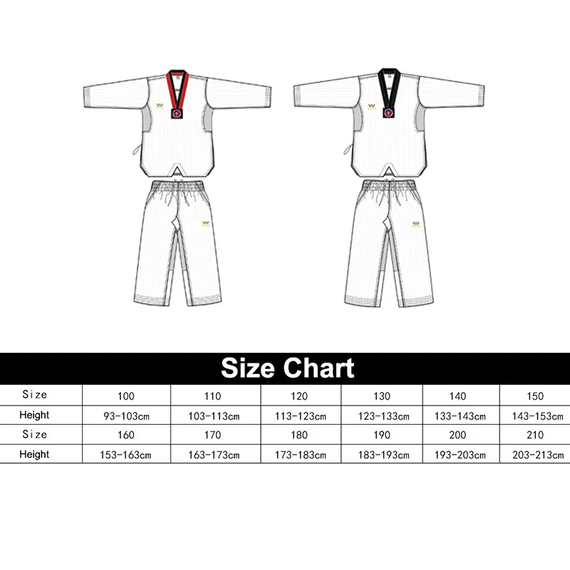 Martial Arts Uniform Size Chart