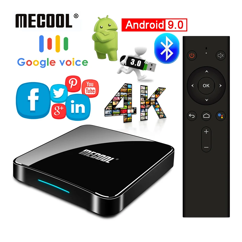 

Mecool Km3 ATV 4gb 64gb Android 9.0 TV Box Google Certified Amlogic S905x2 2.4g 5g Dual Wifi Androidtv 9.0 Smart Set-top Box