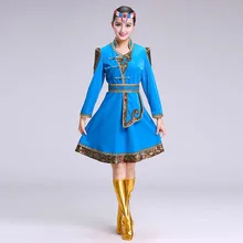 Mongolian&Tibetan Woman Dance clothing Stage Performance dress for singers Girl Mongolian Dance Costume Minority folk Dance Wear