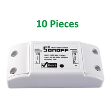 10 шт. ITEAD Sonoff умный дом Wifi переключатель универсальный пульт дистанционного управления Wi-Fi DIY модули через IOS Android 10A/2200W Snoff PK Xiomi