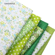 TIANXINYUE 7 шт. 50 см x 50 см зеленый хлопок ткань для лоскутного шитья DIY стеганое жир четверть текстиль Одежда Цветок Ткань