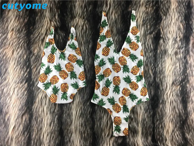 Mother Daughter Father Son Matching Swimsuits Pineapple Bikini Shorts Family Swimwear Outfits Mommy And Me Dad Mom And Daughter (5)