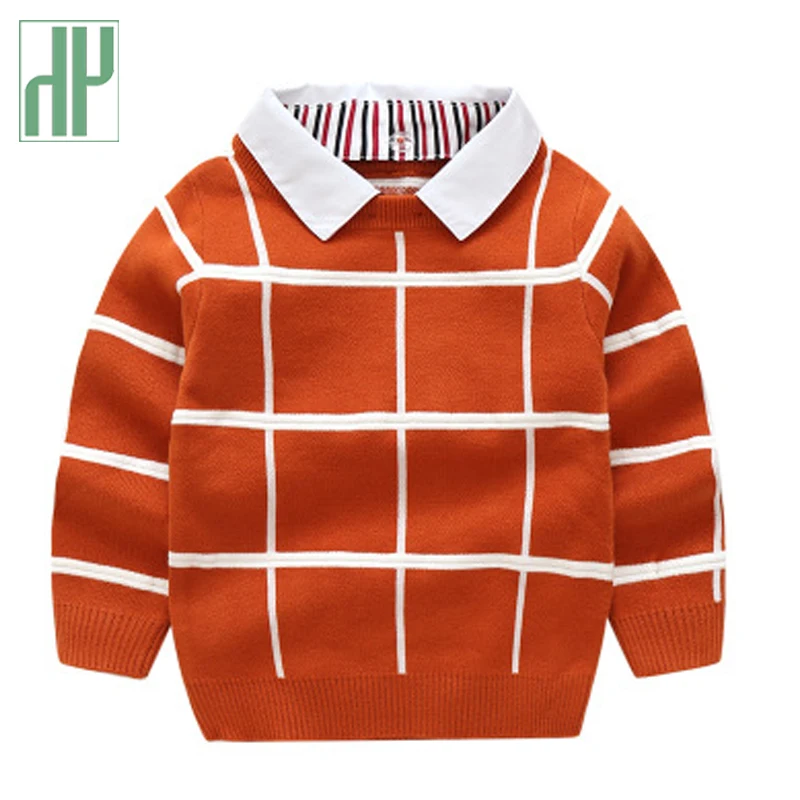 

Kids sweaters Casual plaid pattern long sleeve pullover top knit sweater Spring Winter toddler Boys school sweaters children