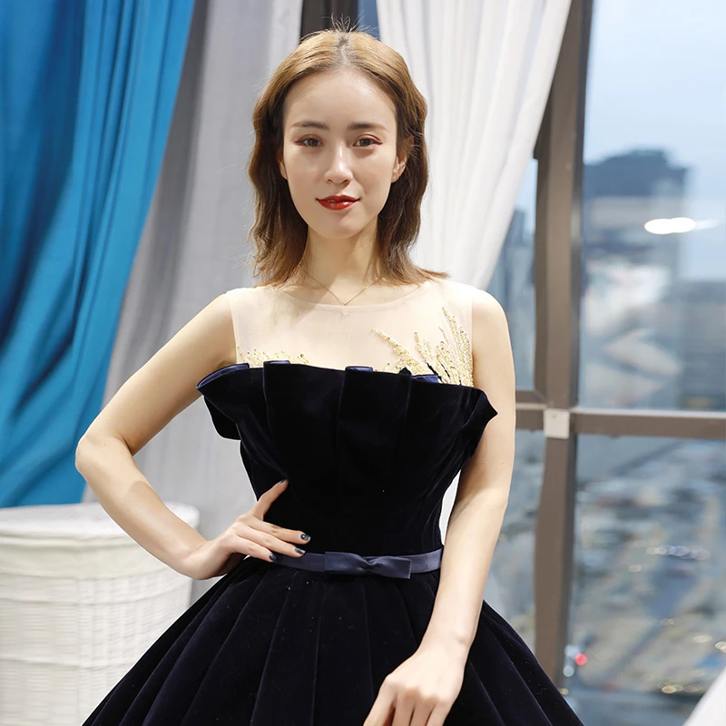RSM66741 black special evening dresses long o-neck sleeveless lace up back prom dress floor length ball gown ladies dresses 2019