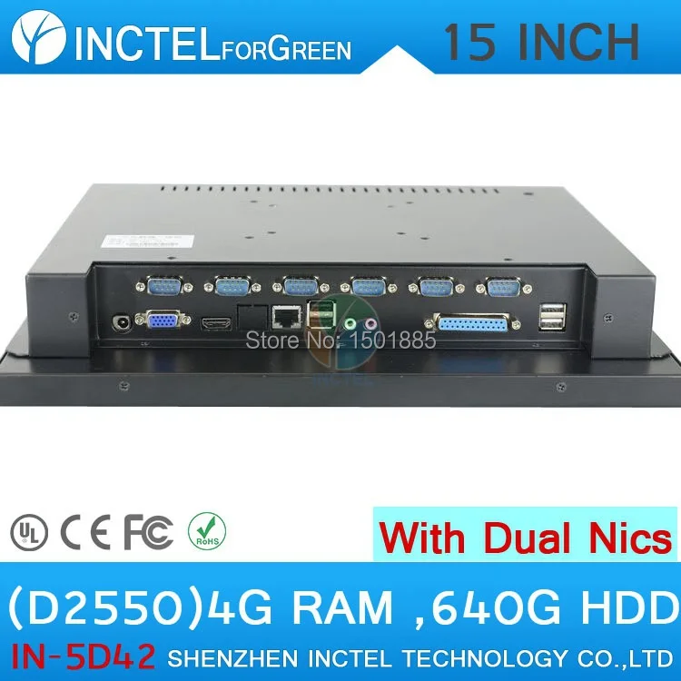 

15 Inch all in one LED touchscreen embedded computers with Intel D2550 1.86Ghz 1024*768 WinXP/7 4G RAM 640G HDD