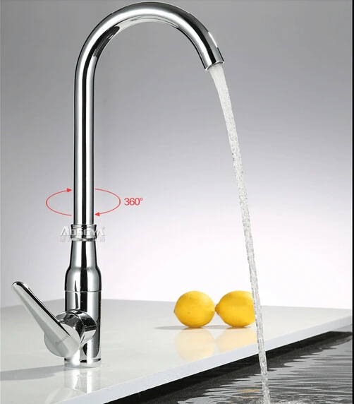ingle Handle 360 degree Rotation Chrome plate Kitchen Faucet Sink Mixer Brass Alloy tap w6010