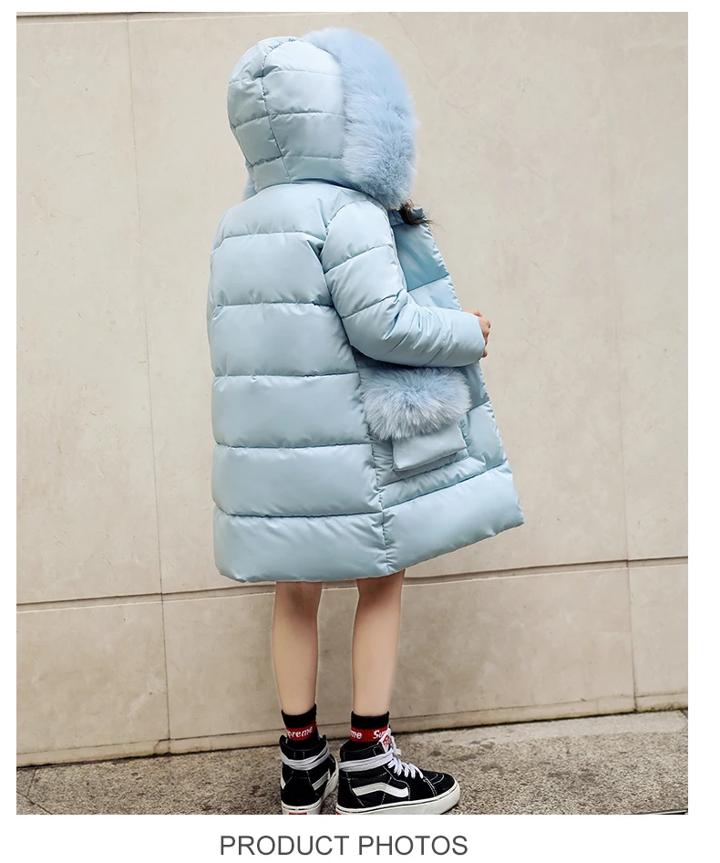 Новое поступление года; зимняя куртка для маленьких девочек; плотный длинный зимний комбинезон с подкладкой для девочек; зимнее пальто с меховым капюшоном