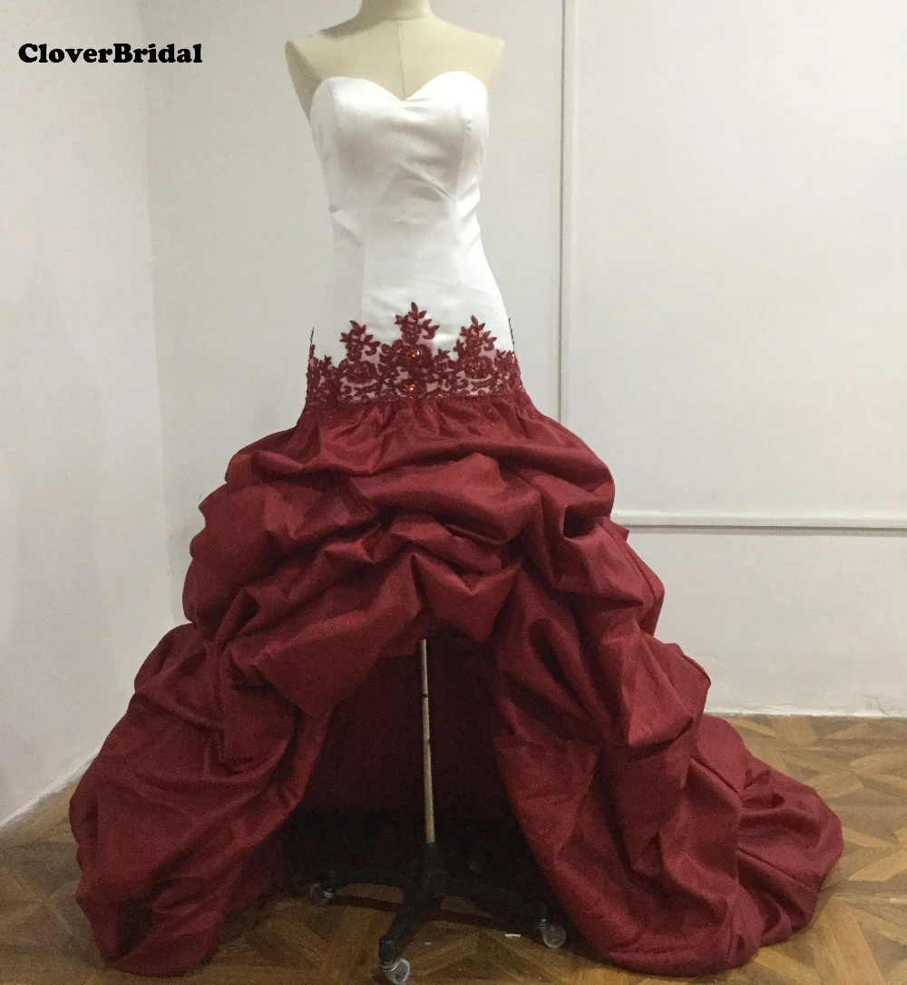 wedding dress with burgundy