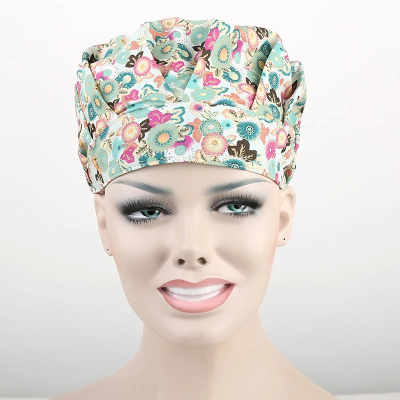 surgical bouffant caps nurses caps doctor caps in white with leopart