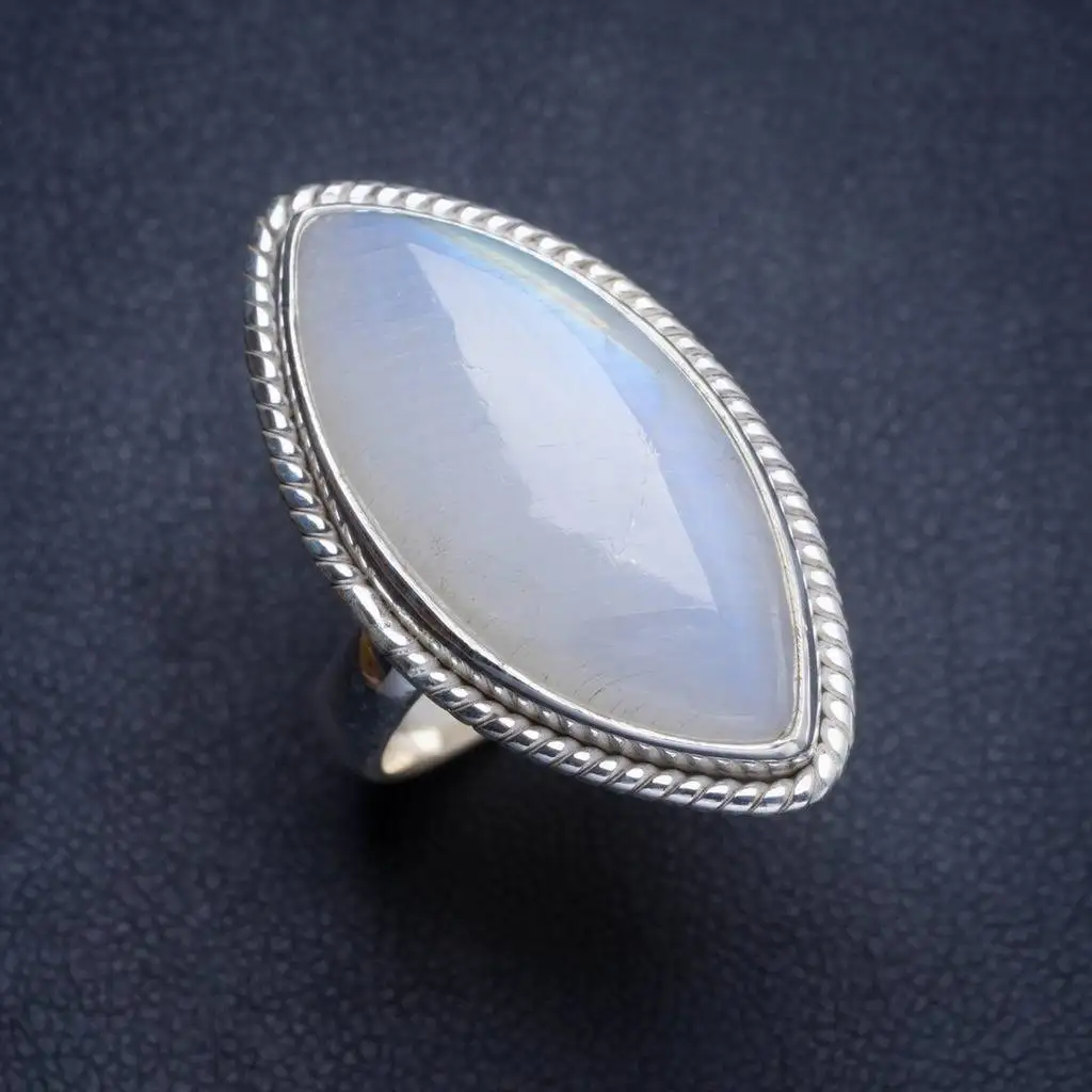 

Natural Rainbow Moonstone Handmade Unique 925 Sterling Silver Ring 7.25 Y4501