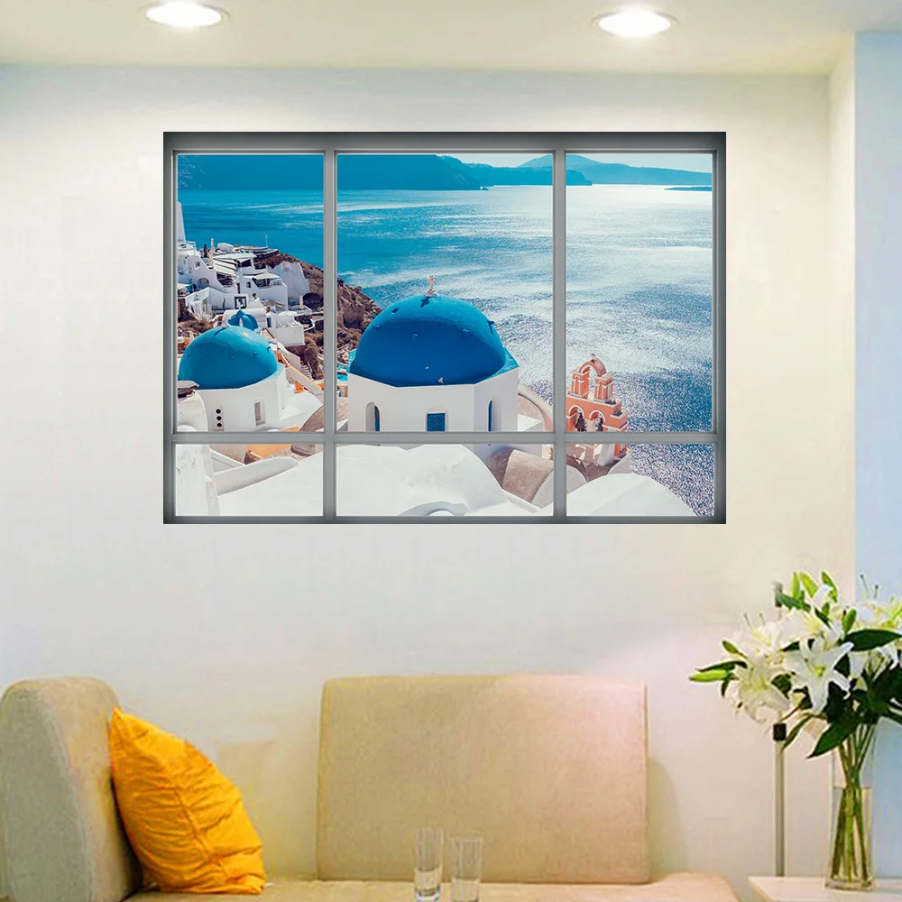 Buy 3D Fake Window Greek Landscape Santorini Island
