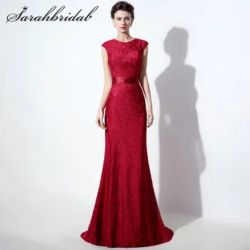 

New Hot Sexy Long Mermaid Evening Dress 2020 Red Lace Elegant Formal Evening Gowns robe de soiree LX018