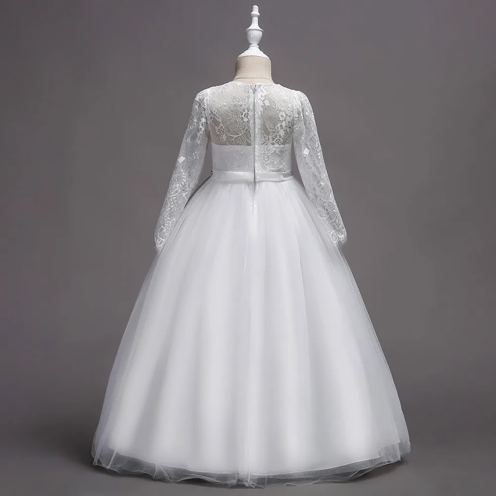 Нарядное платье на свадьбу для девочек 4-11, 12, 14, 15 лет, белое, красное, синее платье лавандового цвета, элегантное торжественное платье с длинными рукавами