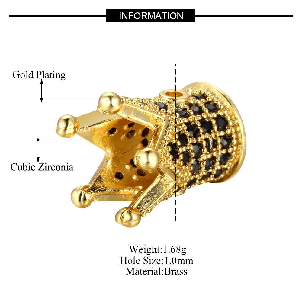 3 шт./лот 16 видов стилей CZ Корона Бусины DIY Медь Металл микро проложить кубический цирконий спейсер в виде короны бусины для бисерных мужчин браслет VNISTAR