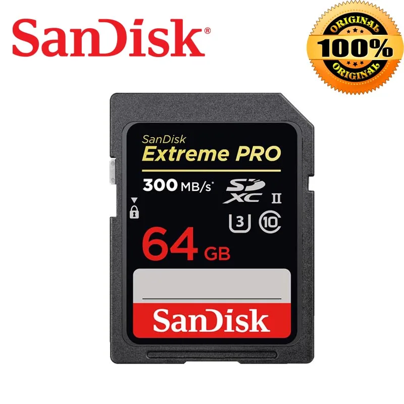 Дешевый SanDisk 300 МБ с. Class10 высокое Скорость sd карта 32 GB sd карта 64 ГБ для Камера scheda sd Extreme Pro SDHC UHS II оригинальные карты памяти