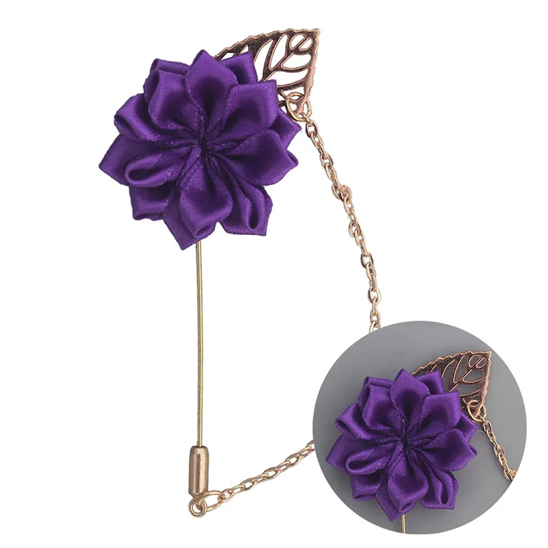 

Golden Leaf Brooch Lapel Pin Women Ribbon Flower Boutonniere Wedding Best Men Crystal Corsage Pin with Pearl Jewelry XH889Y