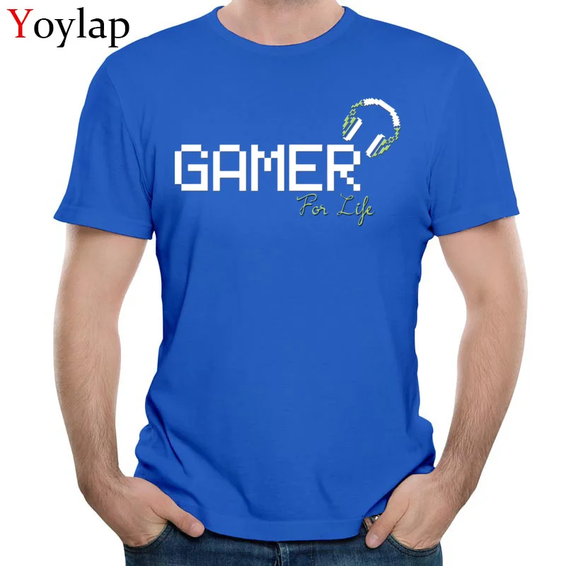  Summer T-Shirt Newest Crew Neck Gamer For Life 100% Cotton Men Tops Shirt Personalized Short Sleeve Tee-Shirts blue
