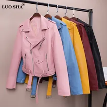 LUO SHA, новинка, Женская куртка, искусственная кожа, Женская куртка-бомбер, на молнии, на пуговицах, осень, весна, куртка, панк, для женщин, блуза, Femme