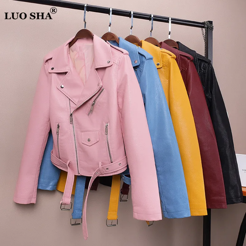 

LUO SHA New Women's Jacket PU Women Bomber Jacket Zipper Button Autumn Spring Jacket Punk for Femme Blouson Femme