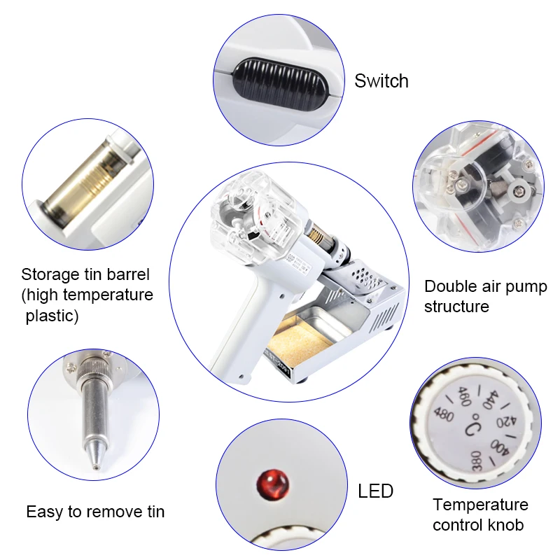 S-993p S-998P Электрический вакуумный насос для отпайки припоя присоска пистолет 110 В/220 В всасывающий пистолет S-993p S-998P всасывающий оловянный пистолет
