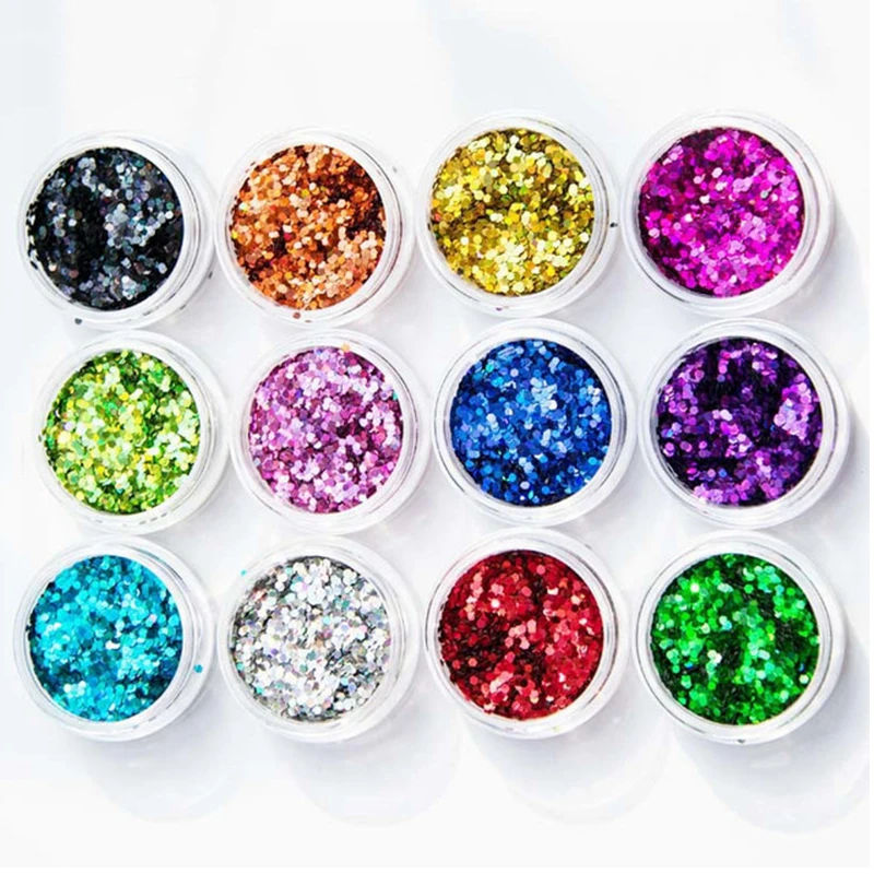 

12box/set!!! Glitter Nail Art Powder 12Colors Purpurina Nails Glitters Spangle Ultra Fine Dust Set Nail Glitter Sparkles DIY Kit
