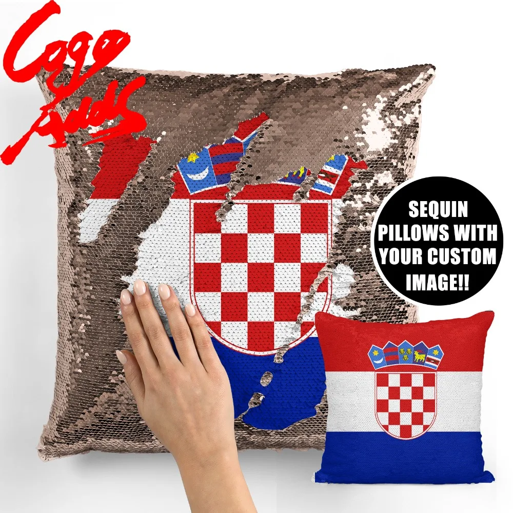 

Croatia decorative throw pillows reversible mermaid sequin pillow case cover dropshipping