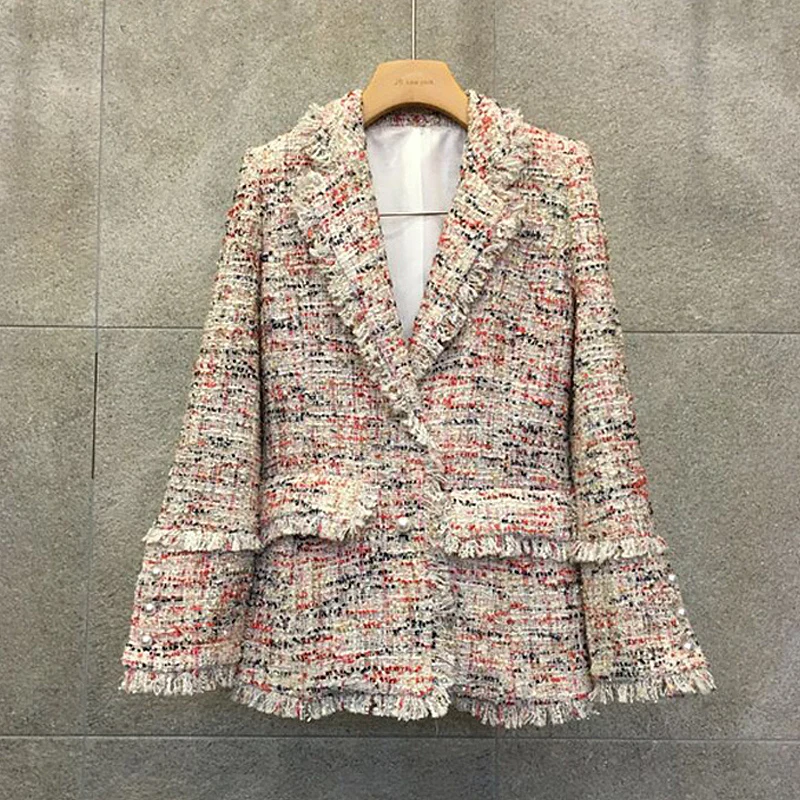 2019 Spring New Women Coat Was Thin Color Plaid Small Suit Jacket Female Temperament Retro Check Pattern Chic Suit Tide