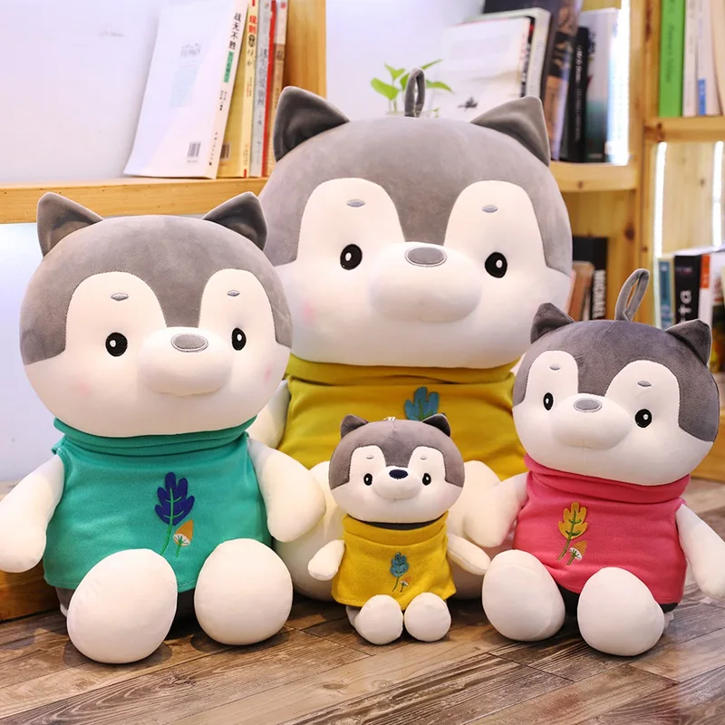 

New 30cm-80cm Lovely Dressing Husky Dog Plush Toy Lovely Husky Dolls Stuffed Children Plush Pillow Cushion Baby Birthday Gift