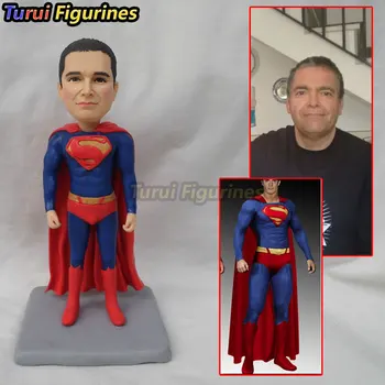 

OOAK custom superman bobblehead figurines dolls unique birthday gifts sculpture toys personalized mini statue polymer clay doll