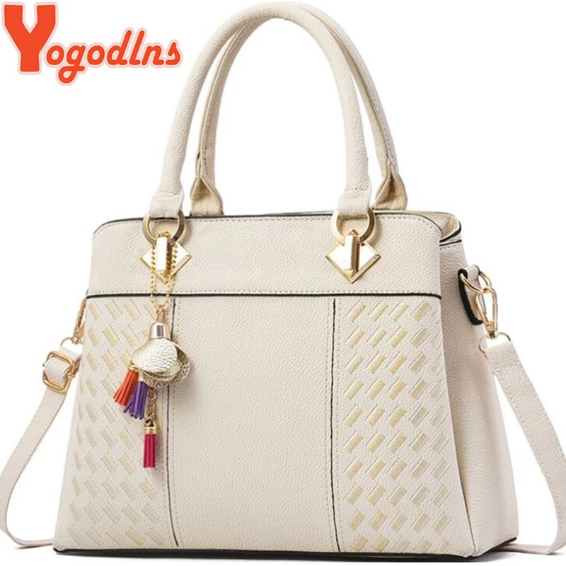 Yogodlns الأزياء حقائب اليد الشرابة بو الجلود حقيبة اليد أعلى-مقبض التطريز Crossbody حقيبة حقيبة كتف سيدة أسلوب بسيط