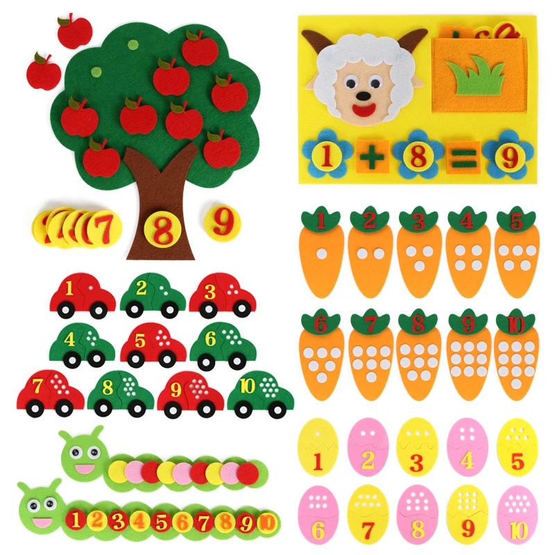 

8 Styles Children Early Teaching Felt Cloth Puzzle For Kids by Hands Learn the Digital Corresponds To The Number Felt Craft