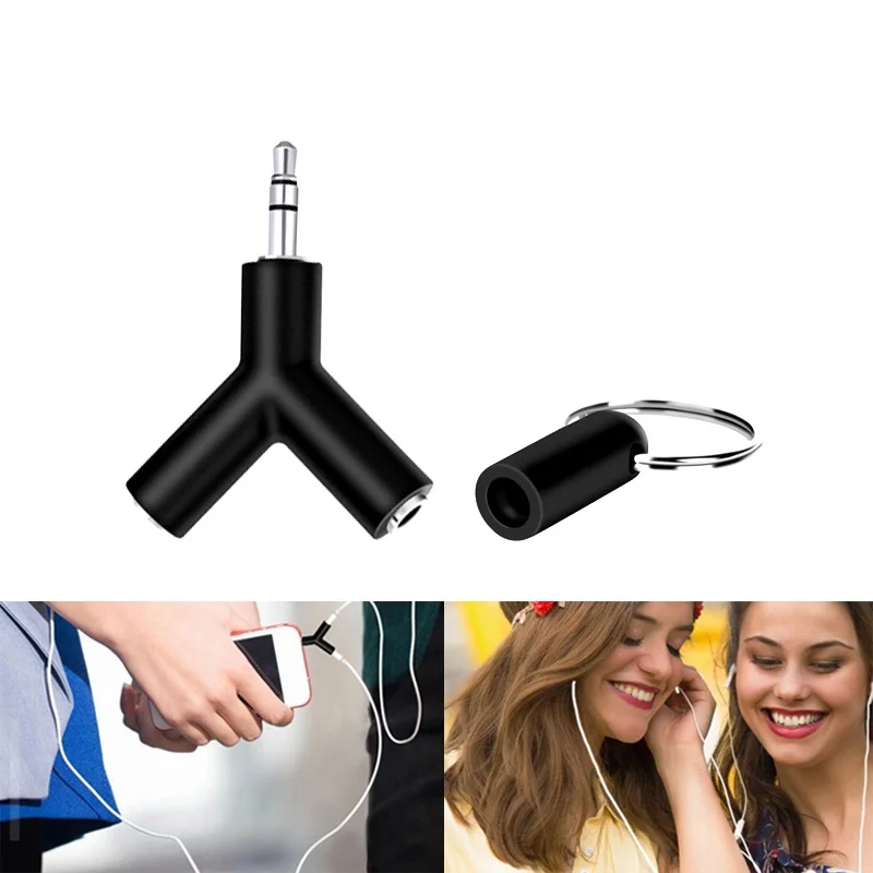 

3.5mm Earphone Adapter Double Jack Adapter Plug Stereo Headphone Y-type Splitter for PC PAD Smartphone MP3/4 Player Audio Cables