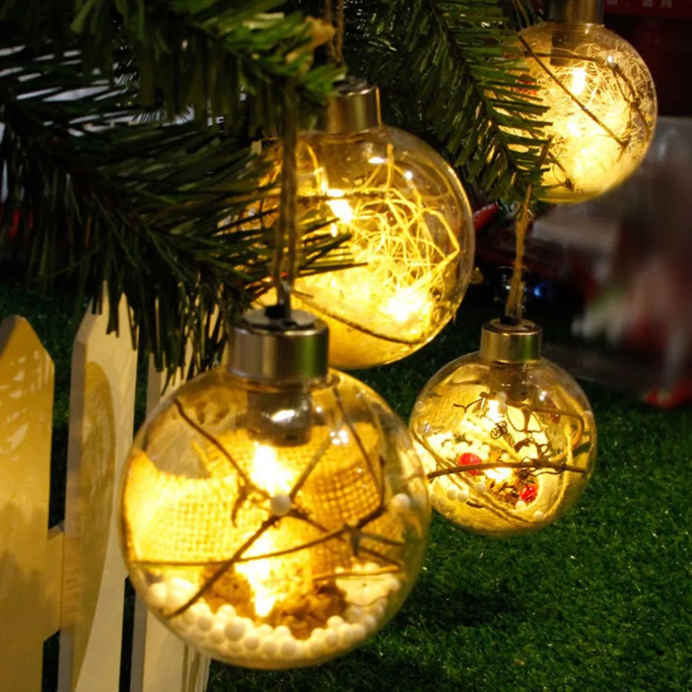 8 см романтический рождественский подвесной светодиодный шар прозрачный ПВХ светящийся свет украшение Рождественская елка шар украшения
