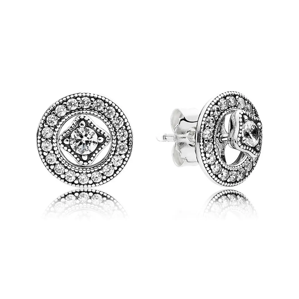

CHAMSS Fall PAN Original 925 Sterling Silver Vintage Allure Earrings Studs Full Diamond Female Jewelry Birthday Gift 290721CZ