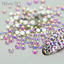Super Glitter Crystal AB Rhinestones Flat Back Glass Chameleon Nail Rhinestones For Charms 3D Nails Art