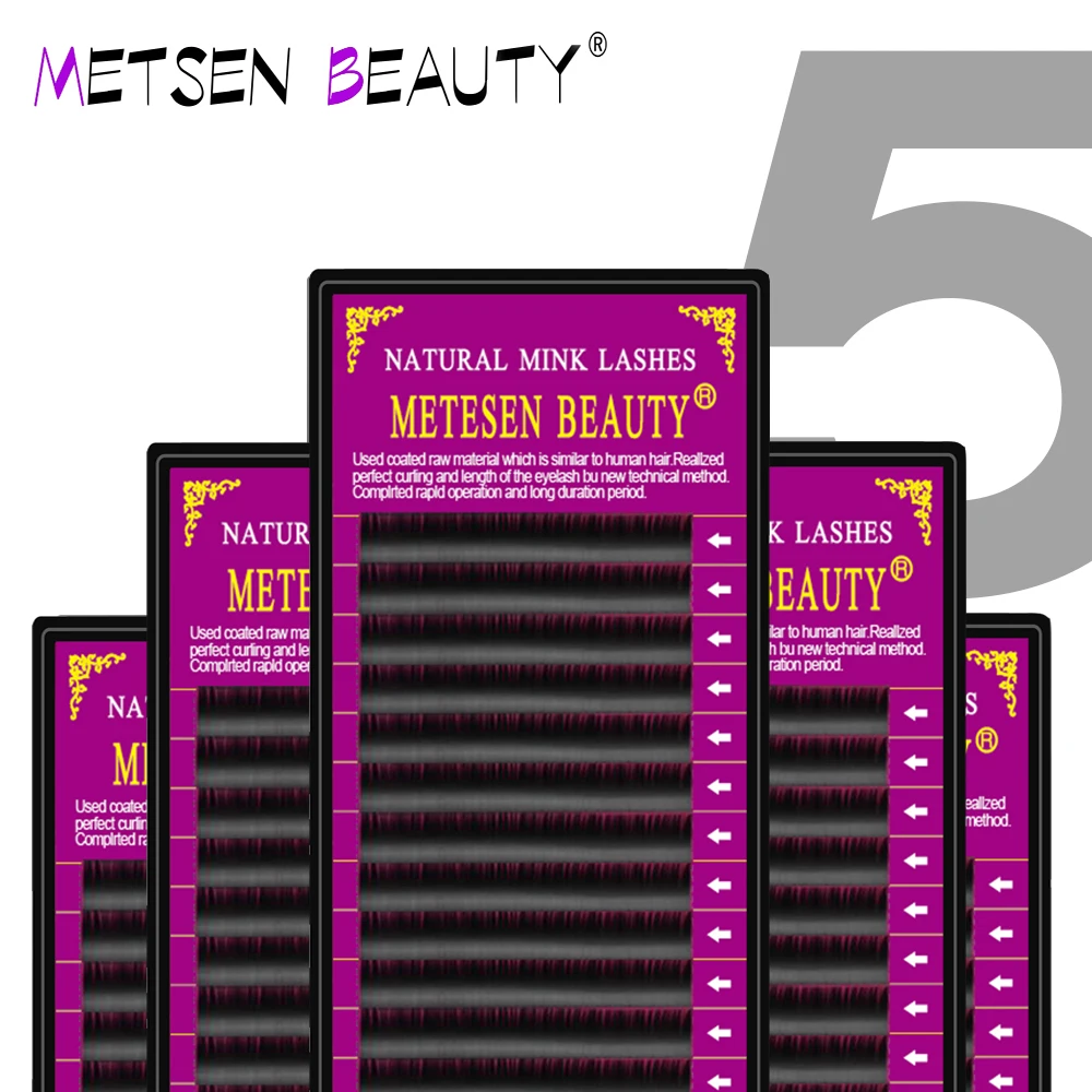 METESEN BEAUTY, 5 чехлов, высокое качество, норковые ресницы для наращивания, индивидуальные ресницы, натуральные ресницы для макияжа, накладные ресницы