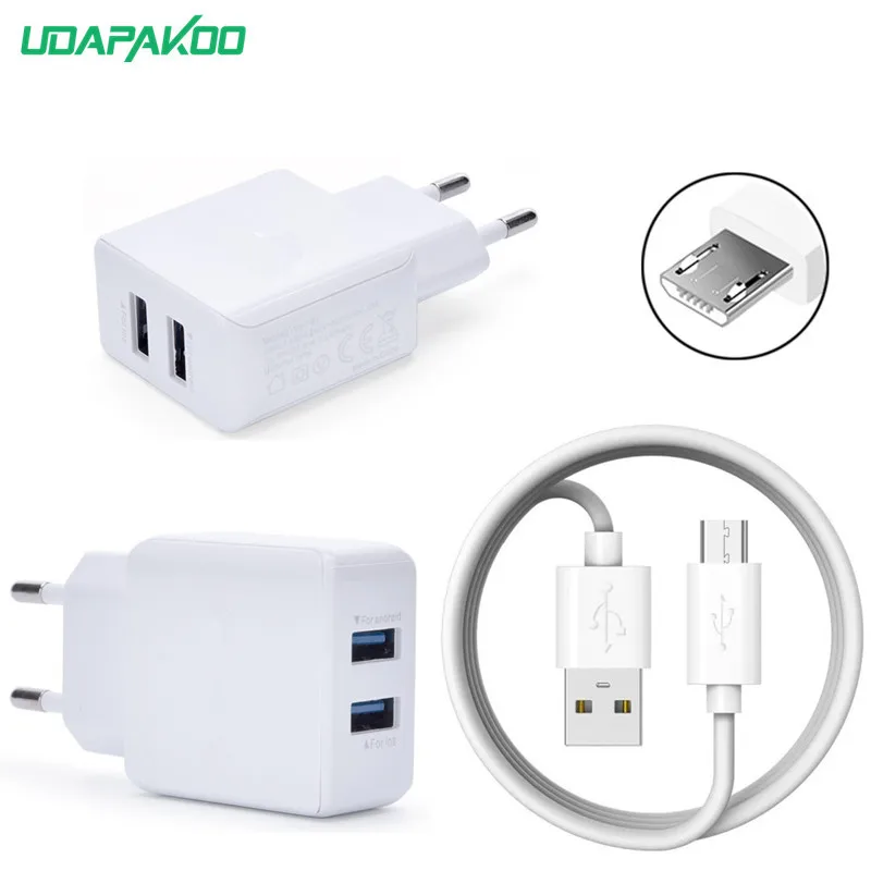 EU Plug 2 порта USB зарядное устройство 5 В 2A адаптер Micro зарядка для huawei honor 6 6X 7i xiaomi Redmi