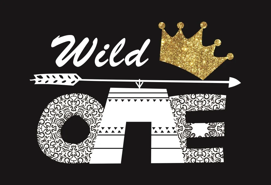 

Laeacco Wild One Gold Crown Arrow Baby 1st Birthday Party Post Photo Backdrops Photographic Backgrounds Photocall Photo Studio