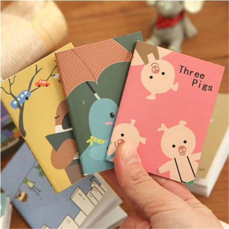 

4 pcs/lot Mini Kawaii Notebook Diary Book Cartoon Animal Notepads Planner For Kids Students Gift School Supply Korean Stationery