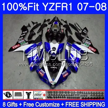 

Injection Body For YAMAHA YZF R 1 YZF 1000 YZFR1 07 08 98HM.22 YZF-R1 07 YZF1000 YZF-1000 YZF R1 2007 2008 Blue white Fairings