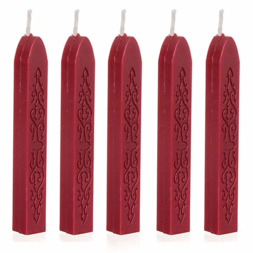 

5Pcs Wine Red Manuscript Sealing Seal Wax Sticks Wicks For Postage Letter #TX