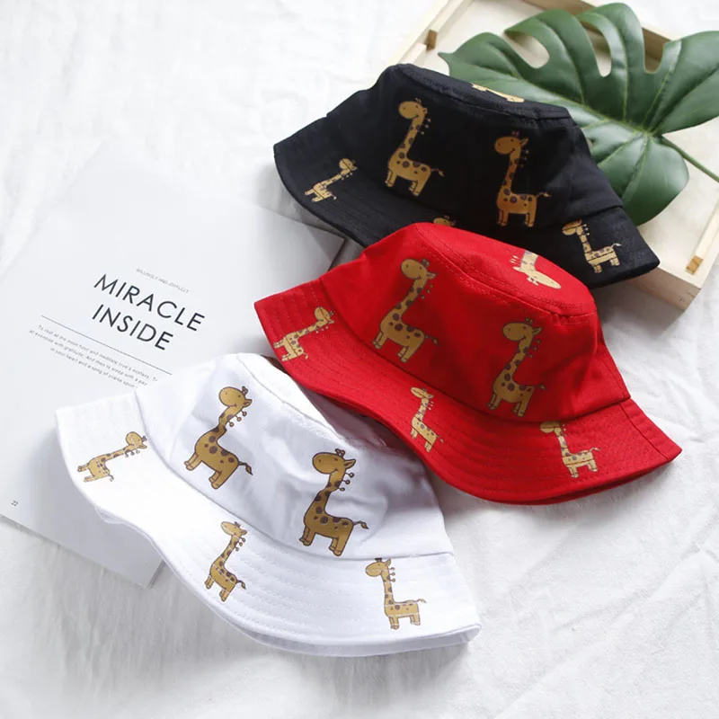 

Casual Giraffe Print Baby Bucket Hat Summer Children Kids Foldable Beach Wide Brim Sun Hat Cap