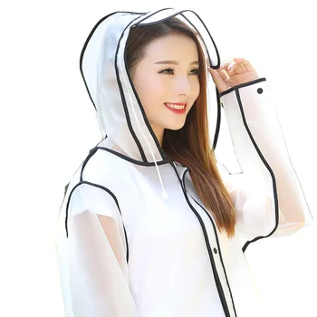 

EVA Raincoat Transparent EVA Waterproof Ladies Rain Coat Women Windproof Single-person Rainwear Impermeable Environmental Travel